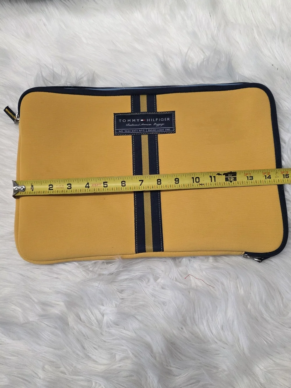 Tommy Hilfiger Yellow Laptop Sleeve with Navy Trim